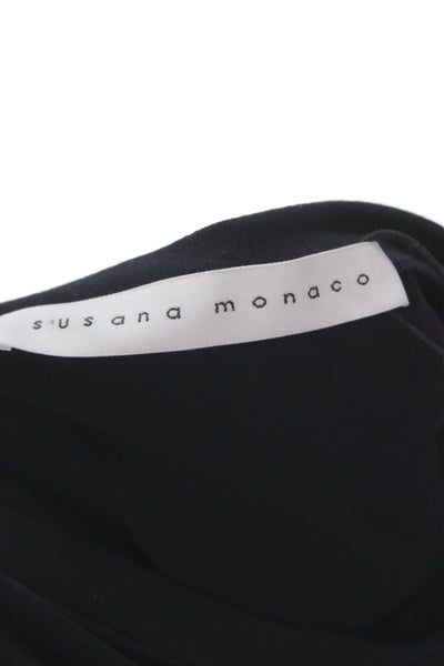 Susana Monaco Women Sheath T-Shirt Dress Dark Blue Short Sleeve Size XS