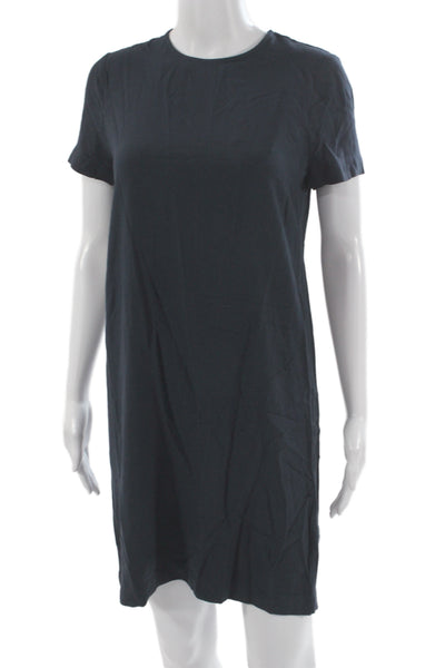 Jenni Kayne Women Shift T-Shirt Dress Dark Blue Viscose Short Sleeve Size XS