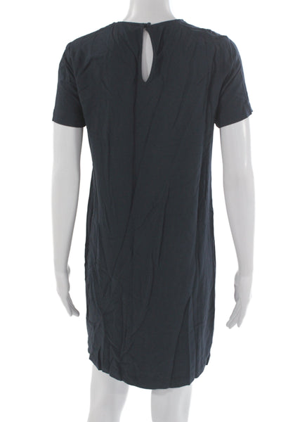 Jenni Kayne Women Shift T-Shirt Dress Dark Blue Viscose Short Sleeve Size XS