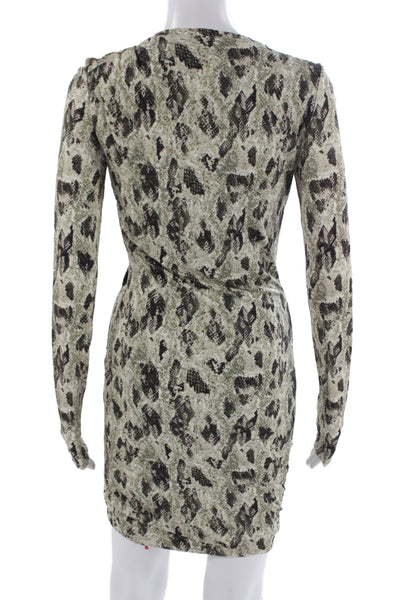 Rag & Bone Womens Bodycon Mini Dress Beige Animal Print Long Sleeve Size XS