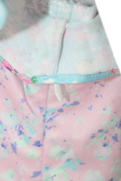 Love Shack Fancy Women A-Line Mini Dress Light Blue Floral V-Neck Size 10