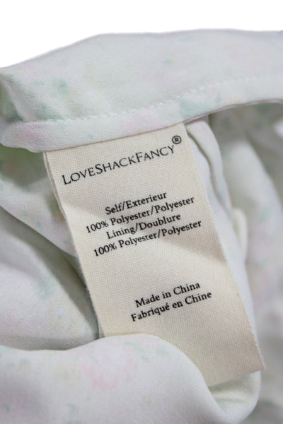 Love Shack Fancy Women A-Line Mini Dress Light Blue Floral V-Neck Size 10