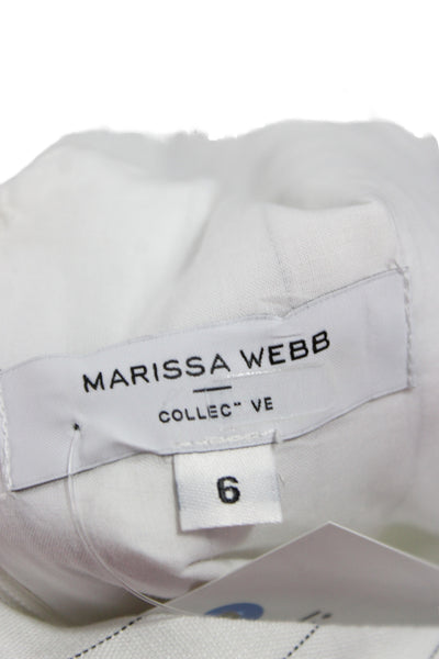 Marissa Webb Women Wrap Dress White Striped Sleeveless Linen Knee Length Size 6