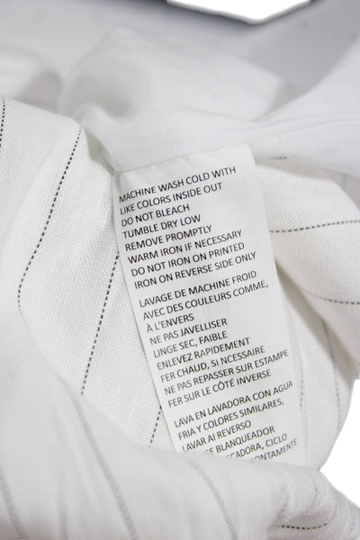 Marissa Webb Women Wrap Dress White Striped Sleeveless Linen Knee Length Size 6