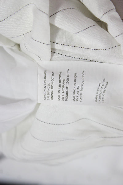 Marissa Webb Women Wrap Dress White Striped Sleeveless Linen Knee Length Size 6