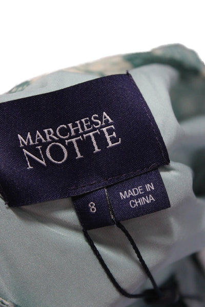 Marchesa Notte Women Fit & Flare Maxi Dress Green Long Sleeve Tie Size 9