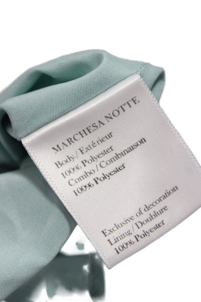 Marchesa Notte Women Fit & Flare Maxi Dress Green Long Sleeve Tie Size 9