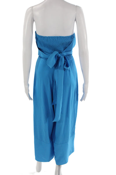 Amanda Uprichard Womens Blue Sweetheart Neck Sleeveless Jumpsuit Size S