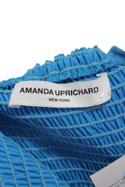 Amanda Uprichard Womens Blue Sweetheart Neck Sleeveless Jumpsuit Size S