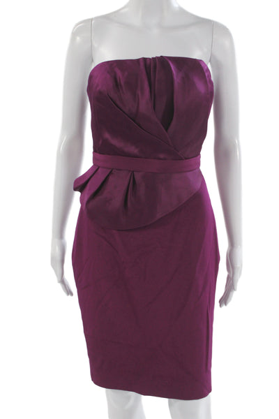 Marchesa Notte Womens Sheath Dress Purple Silk Sleeveless Hook & Eye Size 4