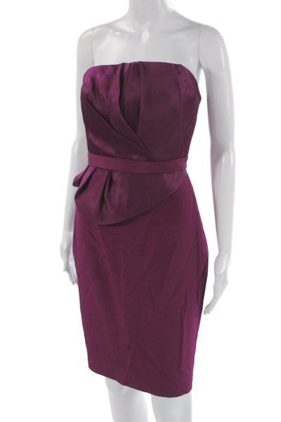 Marchesa Notte Womens Sheath Dress Purple Silk Sleeveless Hook & Eye Size 4