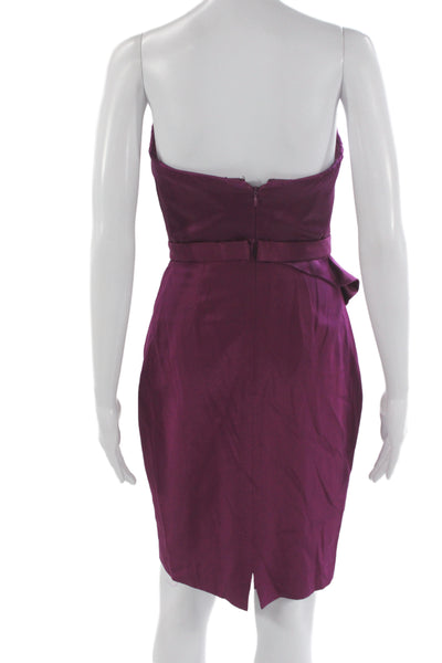 Marchesa Notte Womens Sheath Dress Purple Silk Sleeveless Hook & Eye Size 4