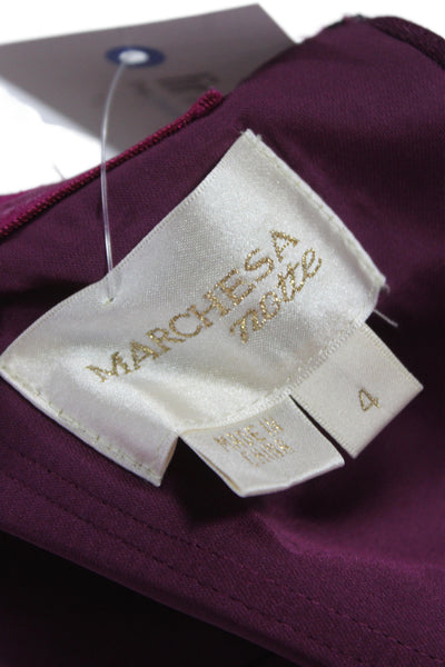 Marchesa Notte Womens Sheath Dress Purple Silk Sleeveless Hook & Eye Size 4