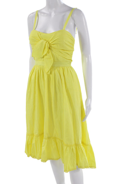 Tularosa Women Sundress Yellow Sleeveless Tie Midi Cotton Beach Size XS