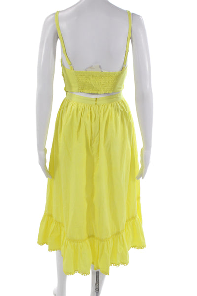 Tularosa Women Sundress Yellow Sleeveless Tie Midi Cotton Beach Size XS