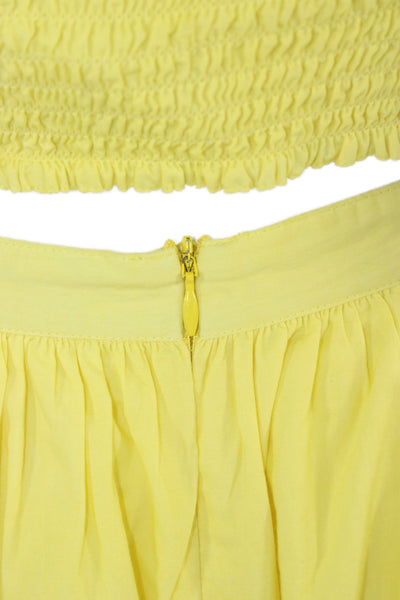 Tularosa Women Sundress Yellow Sleeveless Tie Midi Cotton Beach Size XS