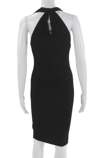 Helmut Lang Womens Bodycon Sheath Dress Black Sleeveless Round Neck Tie Size M