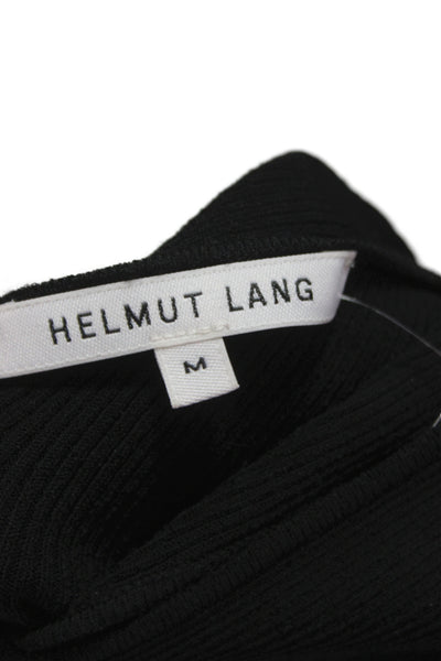 Helmut Lang Womens Bodycon Sheath Dress Black Sleeveless Round Neck Tie Size M