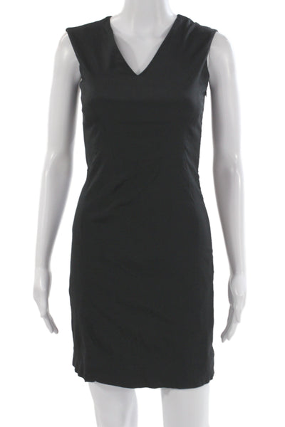 Piazza Sempione Women Sheath Dress Black V-Neck Sleeveless Knee Length Size 38