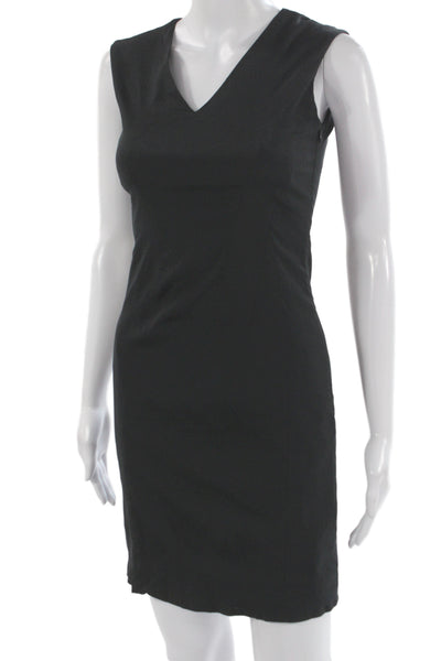 Piazza Sempione Women Sheath Dress Black V-Neck Sleeveless Knee Length Size 38