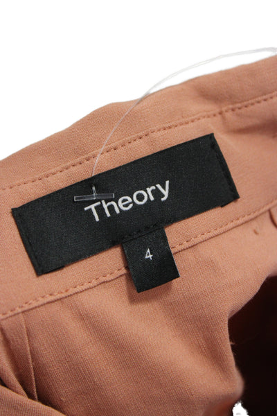 Theory Women Tan Collared Short Sleeve Shirt Dress Knee Length Size 4