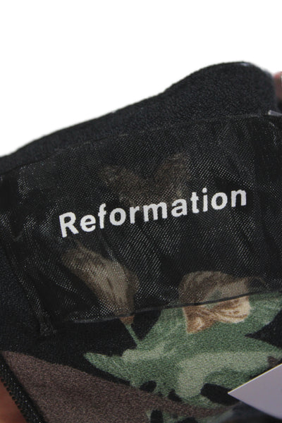 Reformation Women Sundress Black Square Neck Animal Print Size 6