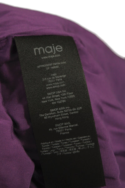 Maje Womens Mini Wrap Floral Dress Long Sleeve Round Neck Purple Size 38