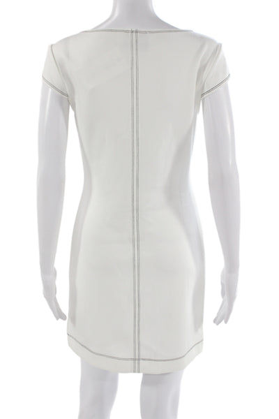 Reformation Womens Shift Dress White Short Sleeve Knee Length Size S