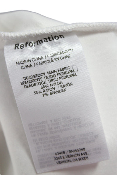 Reformation Womens Shift Dress White Short Sleeve Knee Length Size S