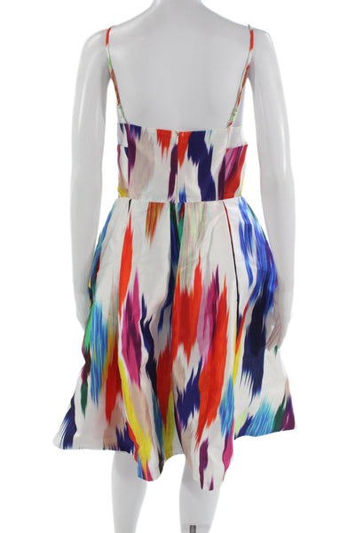Gracia Womens Fit & Flare Sundress Multi Color V-Neck Zip Size L