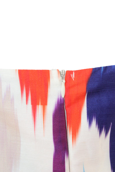 Gracia Womens Fit & Flare Sundress Multi Color V-Neck Zip Size L