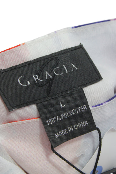 Gracia Womens Fit & Flare Sundress Multi Color V-Neck Zip Size L