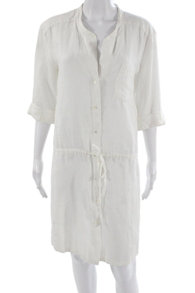 Standard James Perse Women Shirt Dress White Linen 3/4 Sleeve Size 2