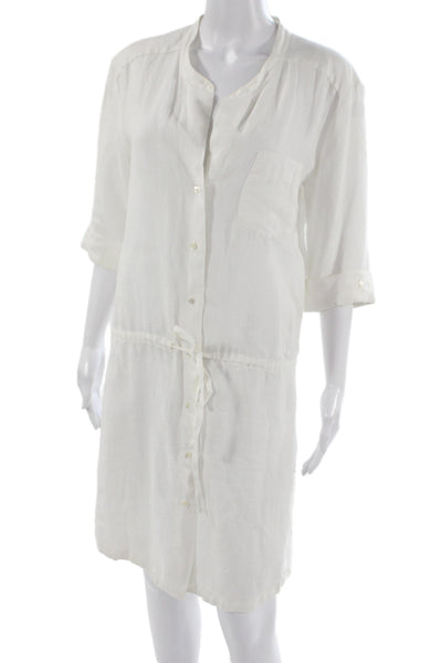 Standard James Perse Women Shirt Dress White Linen 3/4 Sleeve Size 2