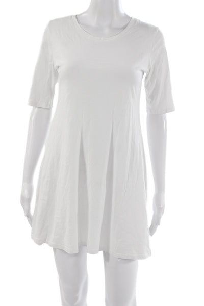 Eileen Fisher Women White A-Line T-Shirt Dress Cotton 3/4 Sleeve Size M