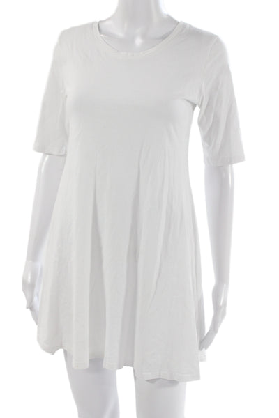 Eileen Fisher Women White A-Line T-Shirt Dress Cotton 3/4 Sleeve Size M