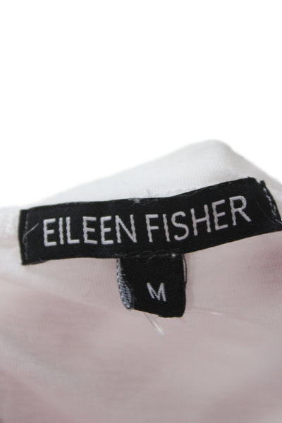 Eileen Fisher Women White A-Line T-Shirt Dress Cotton 3/4 Sleeve Size M