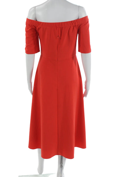 Tibi Womens A-Line Red Knee Length Dress Short Sleeve Size 4