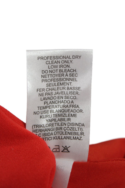 Tibi Womens A-Line Red Knee Length Dress Short Sleeve Size 4