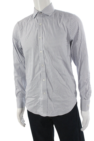 J Crew Mens Gingham Collar Long Sleeve Button Down Shirt Blue Size S