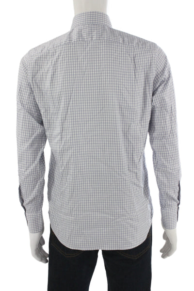 J Crew Mens Gingham Collar Long Sleeve Button Down Shirt Blue Size S