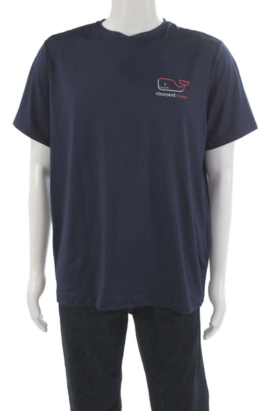 Vineyard Vines Mens Dark Blue Graphic Beach Short Sleeve Tee Size M