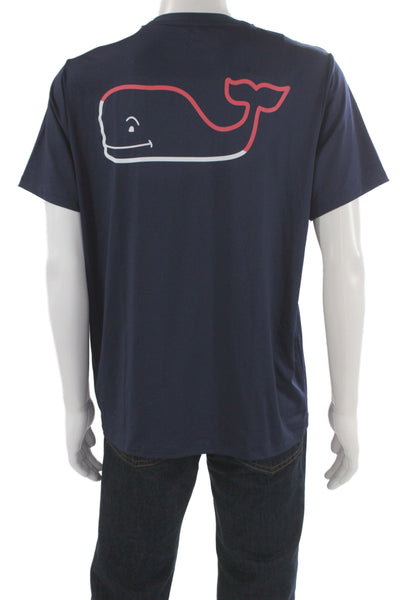 Vineyard Vines Mens Dark Blue Graphic Beach Short Sleeve Tee Size M