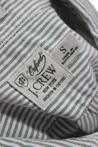 J Crew Mens Button-Down Striped Collared Cotton Long Sleeve Green Size S
