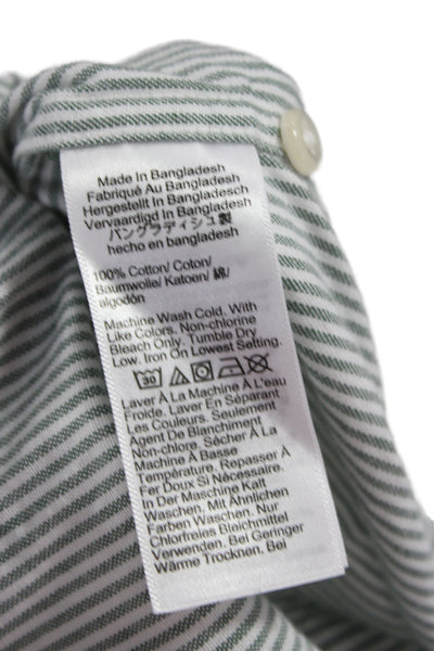 J Crew Mens Button-Down Striped Collared Cotton Long Sleeve Green Size S