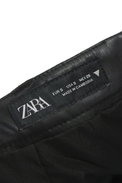 Zara Women Mini Straight Pencil Skirt Black 100% Polyurethane Size S
