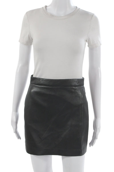 Wilfred Women Mini Straight Pencil Skirt Black Polyurethane Size 4