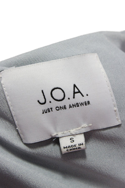 J.O.A. Womens Shift Mini Dress Gray Long Sleeve Round Neck Lace Up Size S