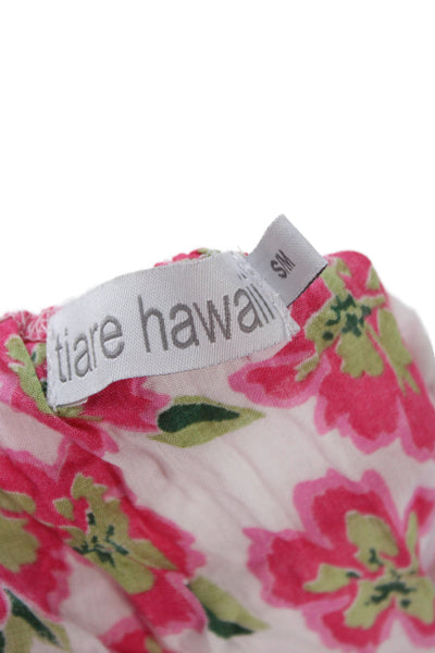Tiare Hawaii Womens Maxi Sundress Pink Floral Sleeveless Cotton Beach Size S