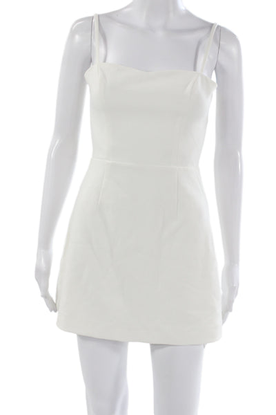 French Connection Womens Mini Sundress White Square Neck Tie Waist Size 2